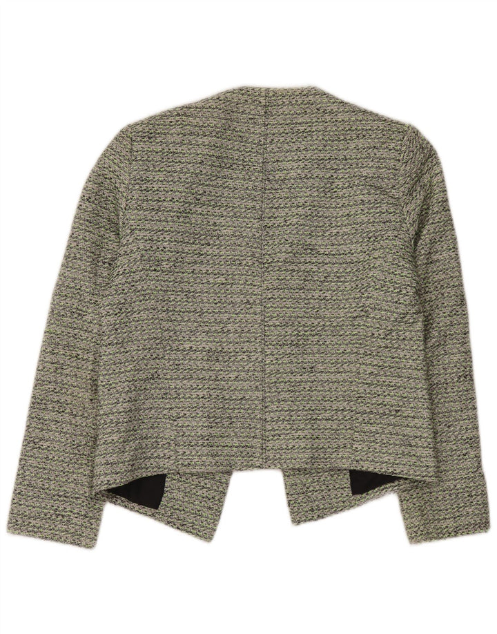 Topshop Womens Open Blazer Jacket UK 12 Medium Green Cotton