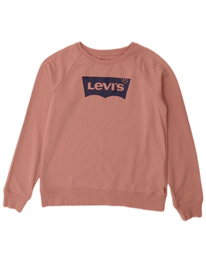 LEVI'S Girls Graphic Sweatshirt Jumper 15-16 Years Pink Cotton