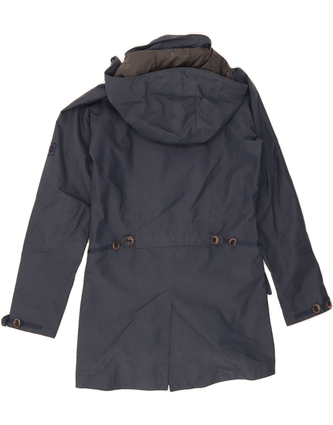 JACK WOLFSKIN Womens Hooded Raincoat UK 8 Small  Navy Blue Polyamide Vintage Jack Wolfskin and Second-Hand Jack Wolfskin from Messina Hembry 