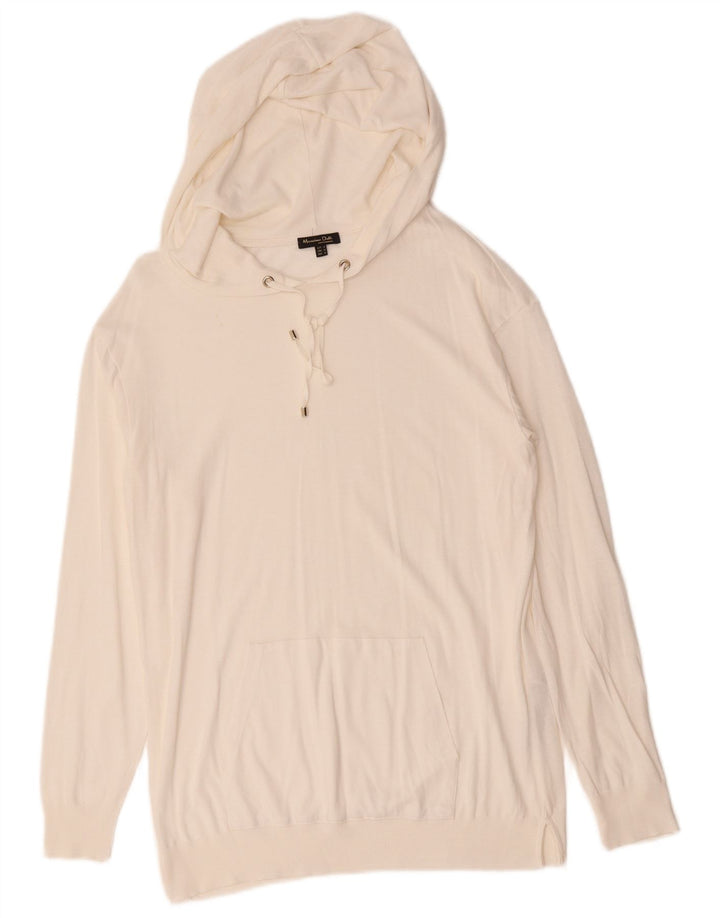 Massimo Dutti Womens Hoodie Jumper UK 12 Medium White Lyocell