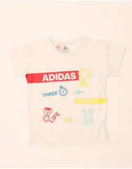 ADIDAS Boys Graphic T-Shirt Top 9-10 Years White Cotton