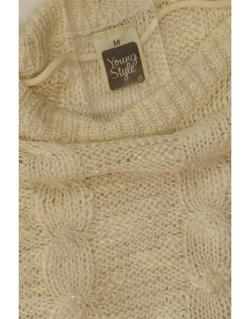 VINTAGE Womens Boat Neck Jumper Sweater UK 14 Medium Off White Polyacrylic Vintage Vintage and Second-Hand Vintage from Messina Hembry 
