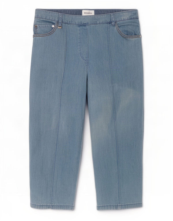 Marks & Spencer Womens Capri Trousers UK 12 Medium W28 L17 Blue Cotton