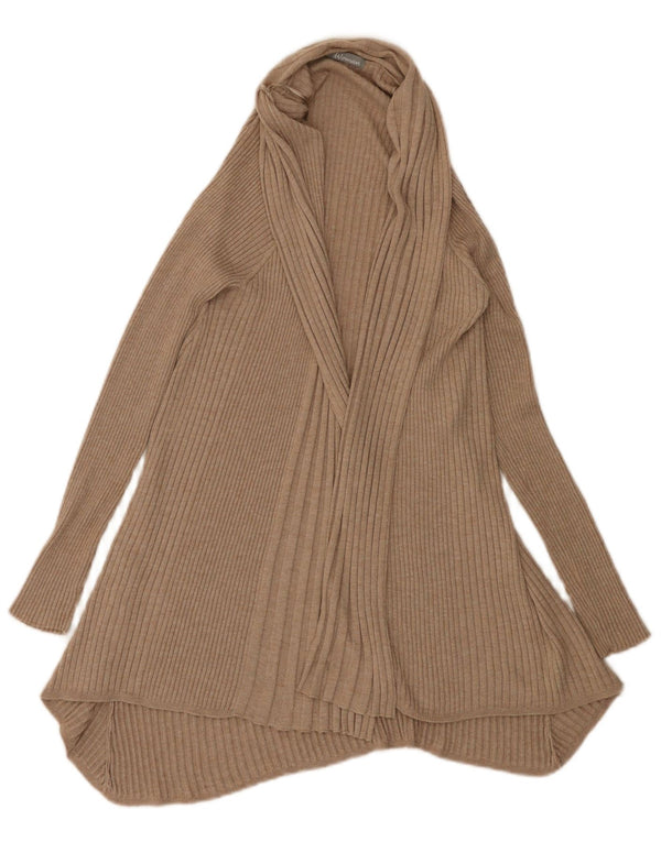 Marks & Spencer Womens Longline Open Cardigan Sweater UK 14 Medium Beige
