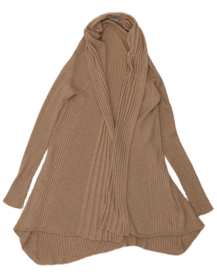 Marks & Spencer Womens Longline Open Cardigan Sweater UK 14 Medium Beige