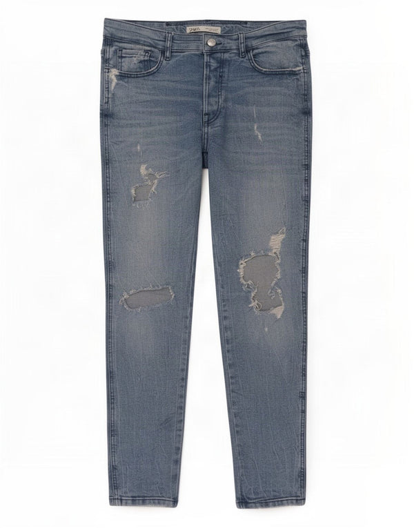 Zara Mens Distressed Skinny Jeans EU 44 Large W34 L28 Blue