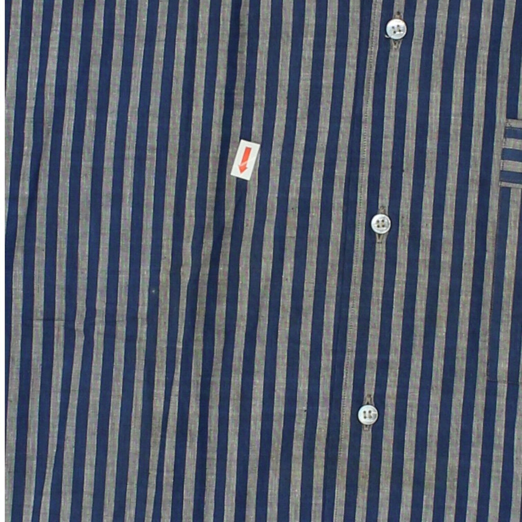 Pancaldi & B Mens Blue Silver Striped Shirt | Vintage High End Designer VTG Vintage Messina Hembry and Second-Hand Messina Hembry from Messina Hembry 