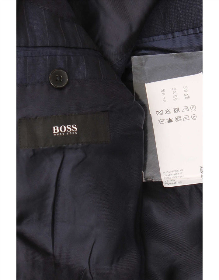 Hugo Boss Mens 2 Button Blazer Jacket EU 50 Large Navy Blue Pinstripe