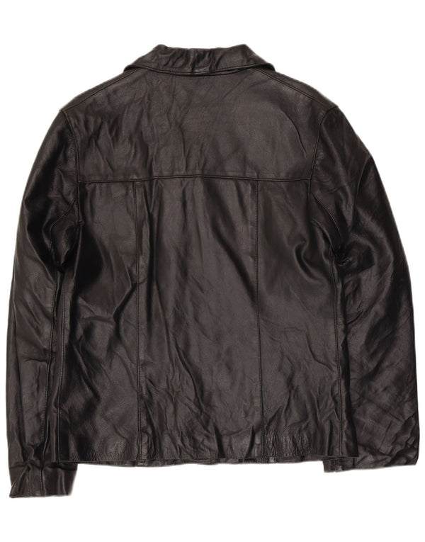 Vintage Womens Leather Jacket UK 14 Medium Black Leather