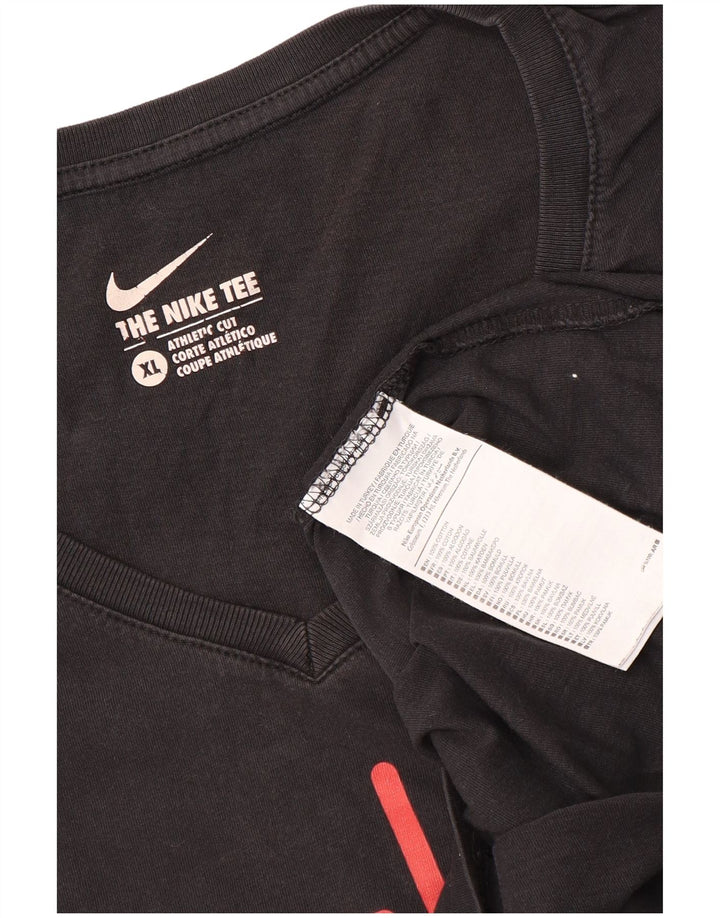 NIKE Womens Athletic Cut Graphic T-Shirt Top UK 18 XL Black Cotton