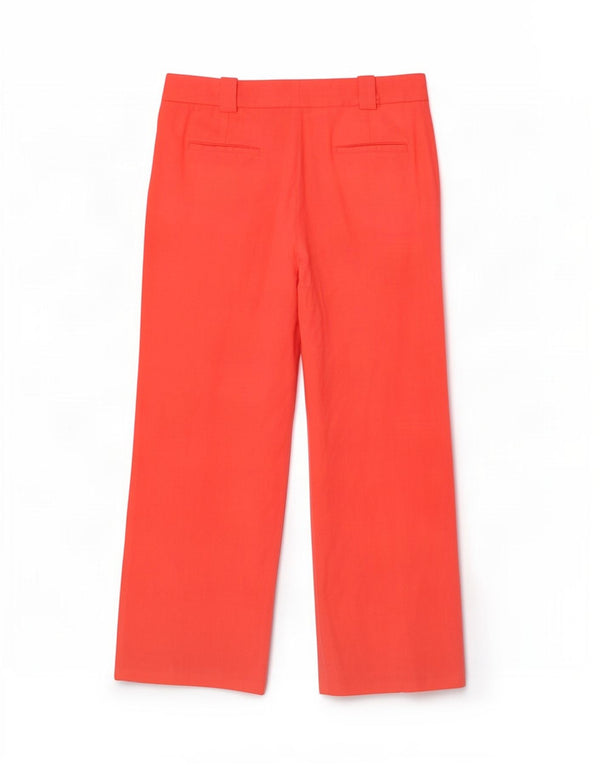 Zara Womens Wide Leg Chino Trousers EU 42 Large W32 L29 Pink Linen