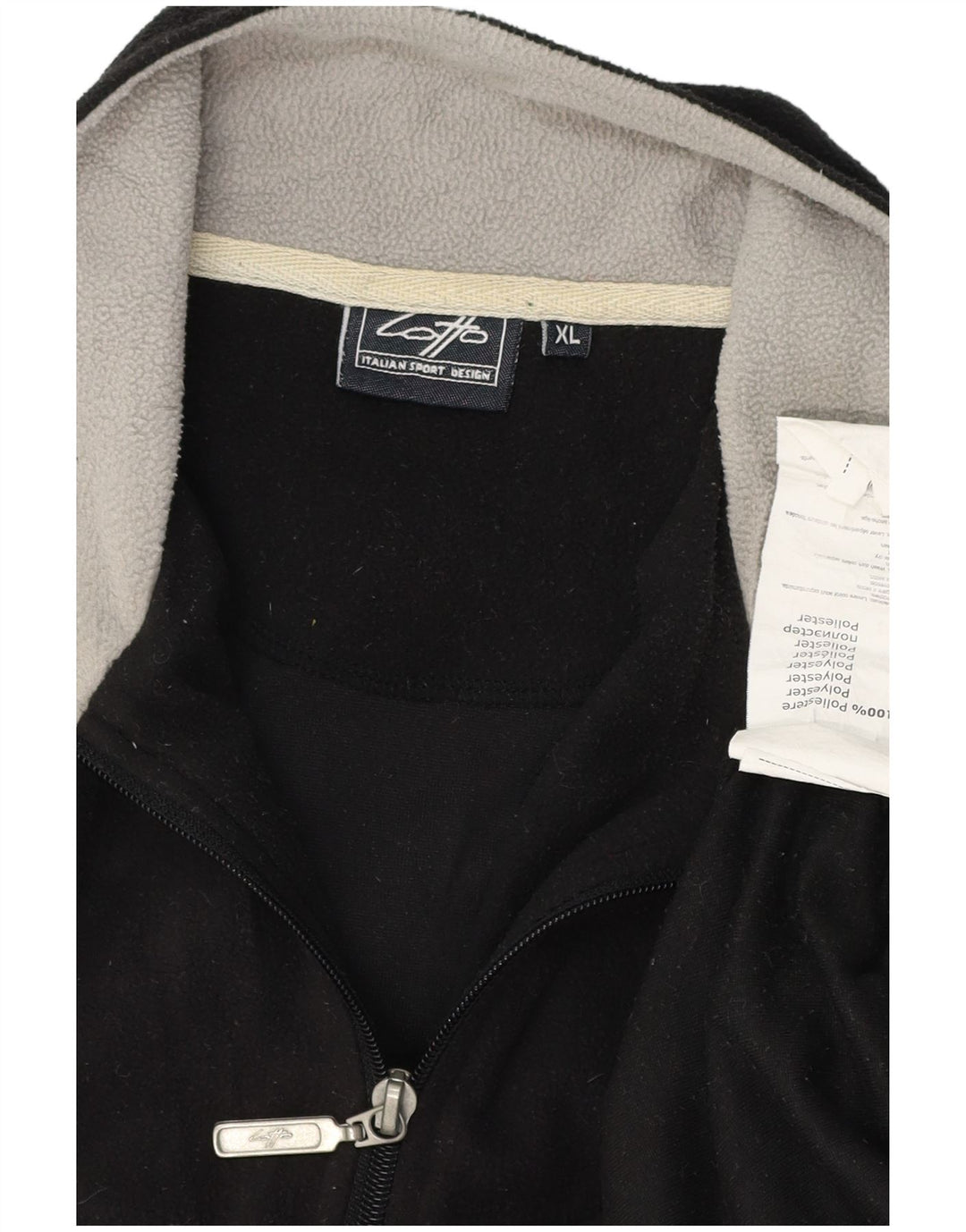 LOTTO Mens Zip Neck Fleece Jumper XL Black Polyester