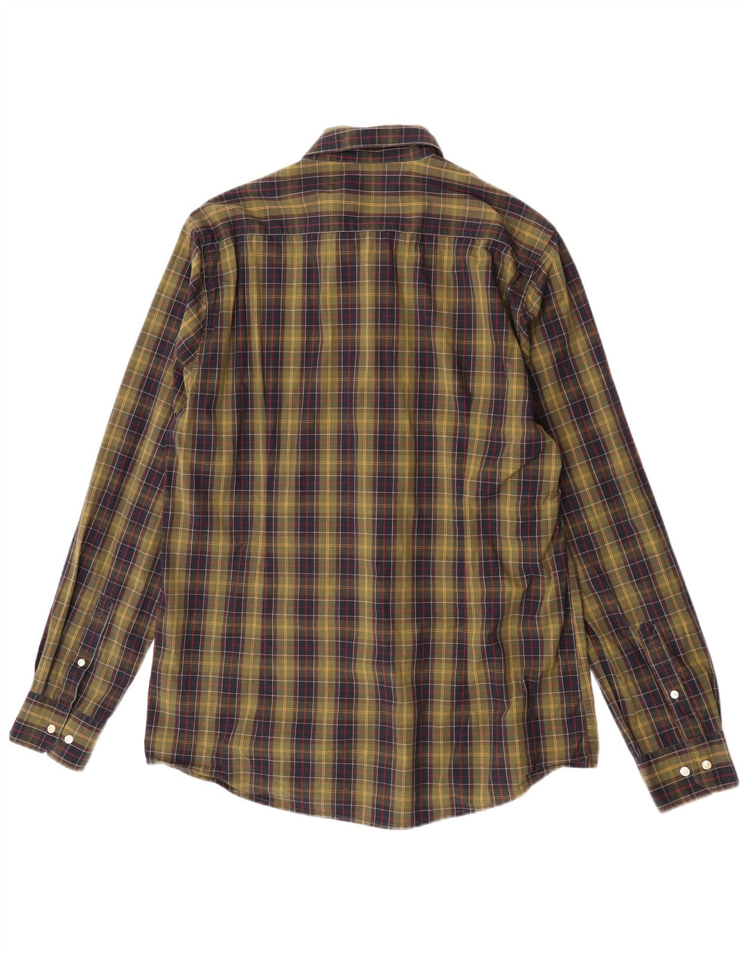 Barbour Mens Tailored Fit Shirt Large Khaki Check Cotton