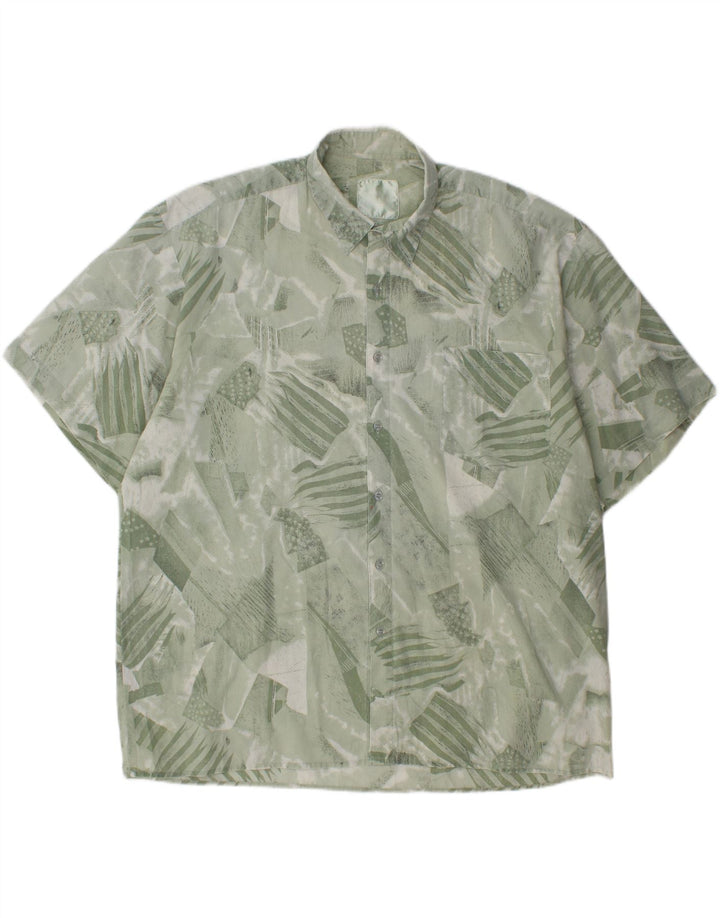 VINTAGE Mens Abstract Pattern Short Sleeve Shirt 3XL Green Vintage Vintage and Second-Hand Vintage from Messina Hembry 