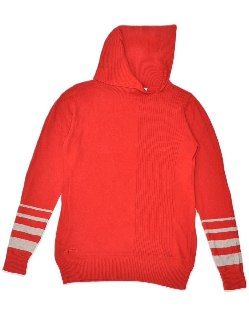 ELLESSE Womens Roll Neck Jumper Sweater UK 12 Medium Red Cotton | Vintage Ellesse | Thrift | Second-Hand Ellesse | Used Clothing | Messina Hembry 