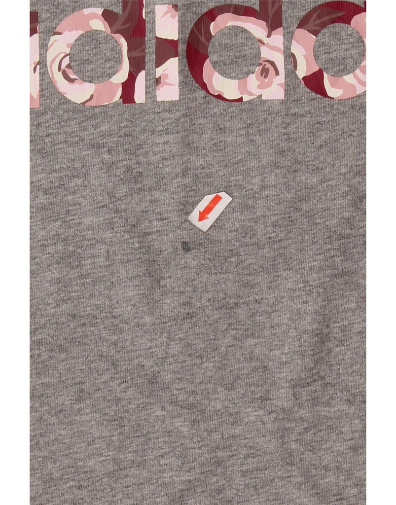 ADIDAS Womens Graphic T-Shirt Top UK 12 Medium Grey Cotton Vintage Adidas and Second-Hand Adidas from Messina Hembry 