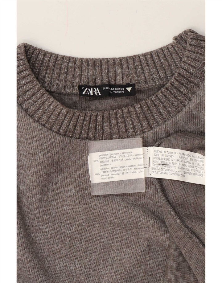 Zara Womens Boat Neck Jumper Sweater UK 14 Medium Grey Polyester