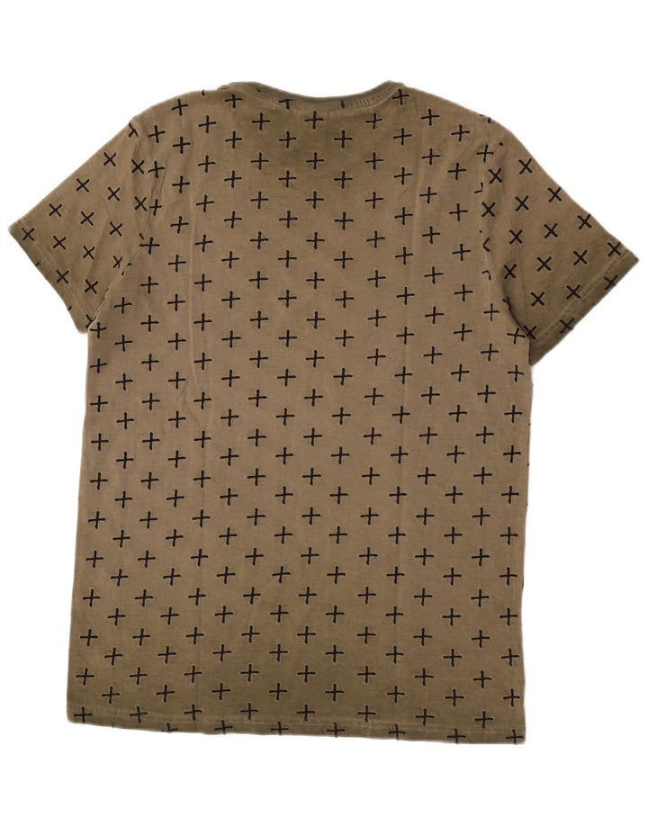 Scorpion Bay Mens Abstract Pattern T-Shirt Top Medium Khaki Cotton