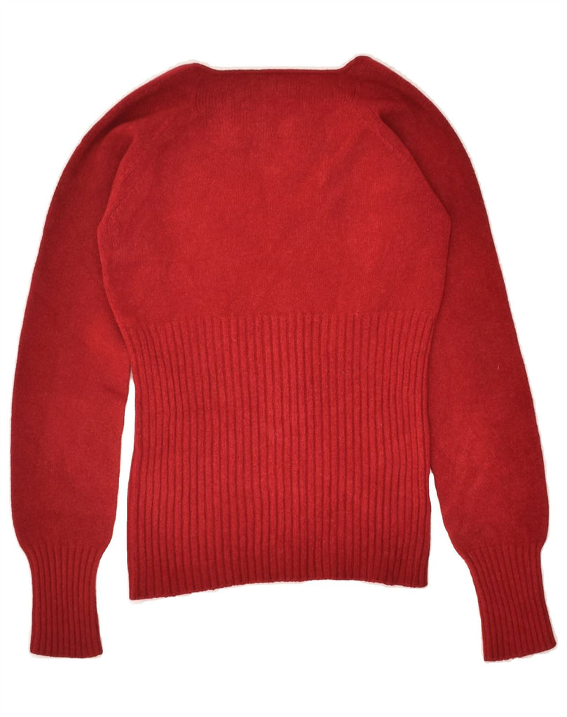 STEFANEL Womens V-Neck Jumper Sweater UK 8 Small Red | Vintage Stefanel | Thrift | Second-Hand Stefanel | Used Clothing | Messina Hembry 