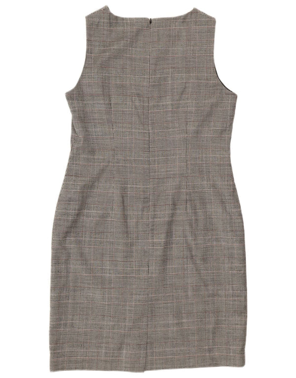 Hobbs Womens Sleeveless Sheath Dress UK 14 Large Grey Houndstooth Classic