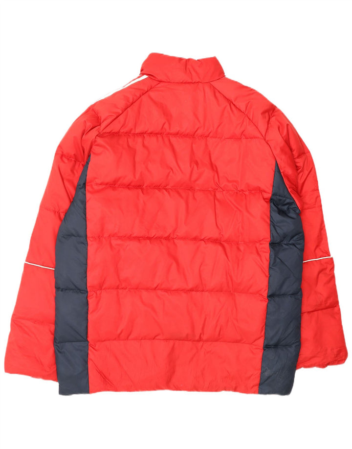 Adidas Mens Padded Jacket UK 38 Medium Red Colourblock Polyester