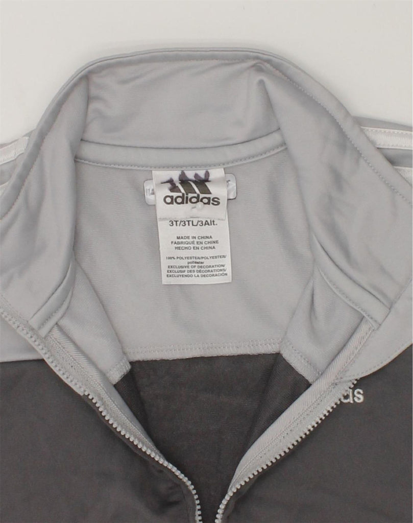 ADIDAS Boys Tracksuit Top Jacket 2-3 Years Grey Colourblock Polyester | Vintage Adidas | Thrift | Second-Hand Adidas | Used Clothing | Messina Hembry 