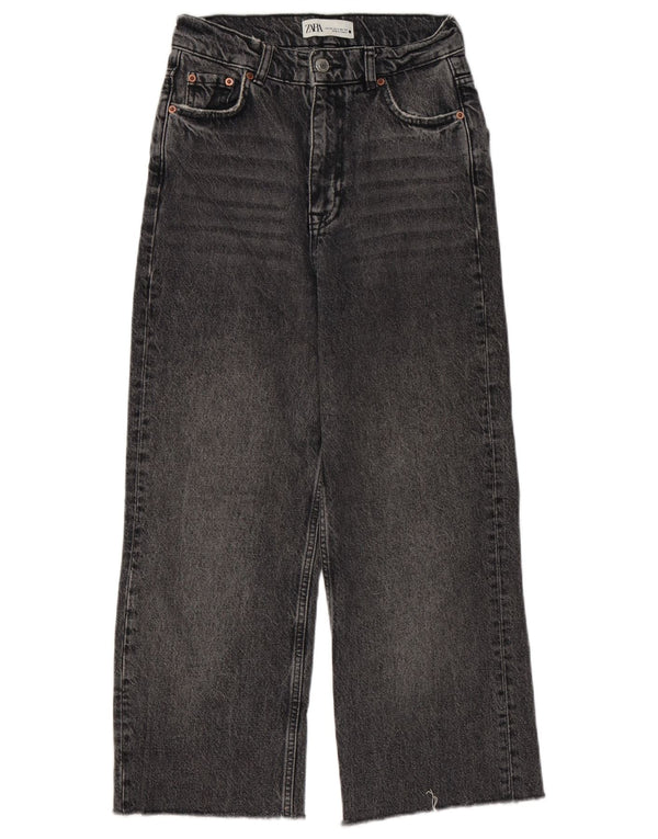 Zara Womens High Waist Wide Leg Jeans EU 34 2XS W24 L24 Grey