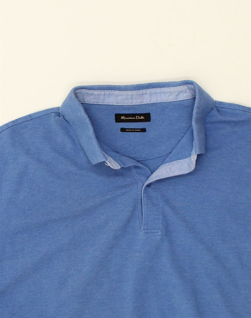 MASSIMO DUTTI Mens Polo Shirt Medium Blue Cotton | Vintage Massimo Dutti | Thrift | Second-Hand Massimo Dutti | Used Clothing | Messina Hembry 