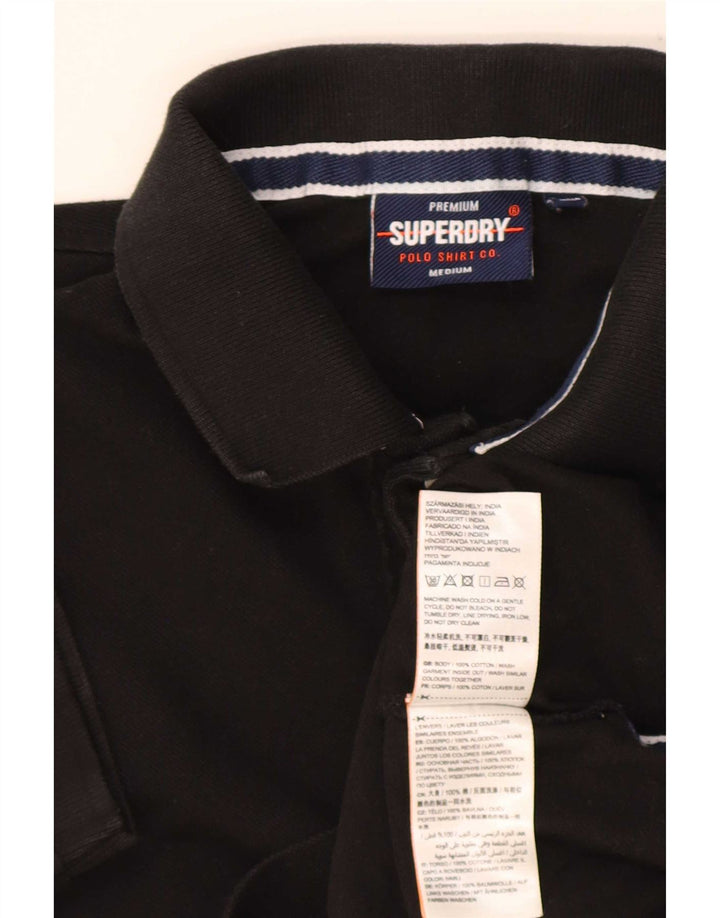 Superdry Mens Polo Shirt Medium Black Cotton