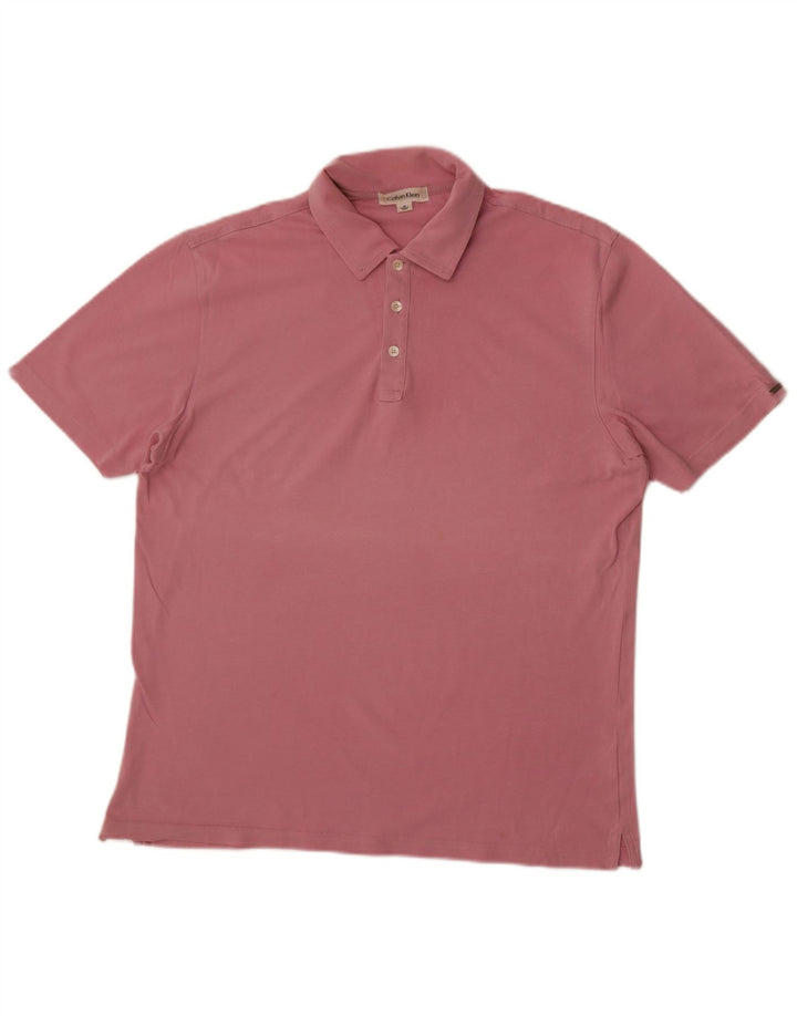 Calvin Klein Mens Polo Shirt Medium Pink Cotton
