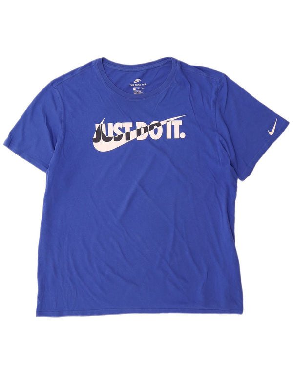 Nike Mens Athletic Cut Graphic T-Shirt Top 2XL Blue Cotton