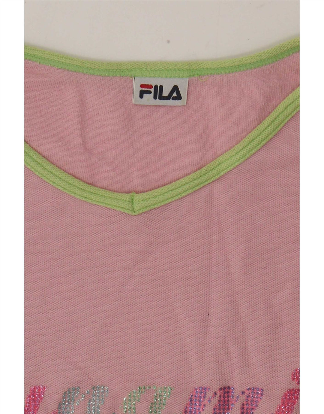 Fila Womens Graphic Top Long Sleeve UK 14 Medium Pink