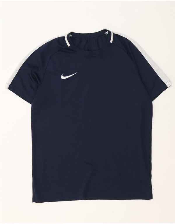 Nike Mens Dri Fit T-Shirt Top Large Navy Blue Colourblock Polyester