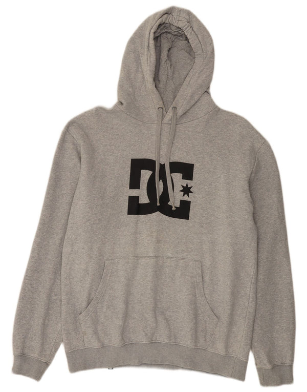 DC Mens Graphic Hoodie Jumper Large Grey Flecked Cotton