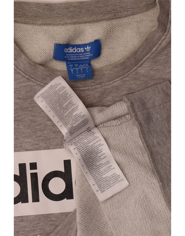 ADIDAS Mens Graphic Sweatshirt Jumper Large Grey Cotton