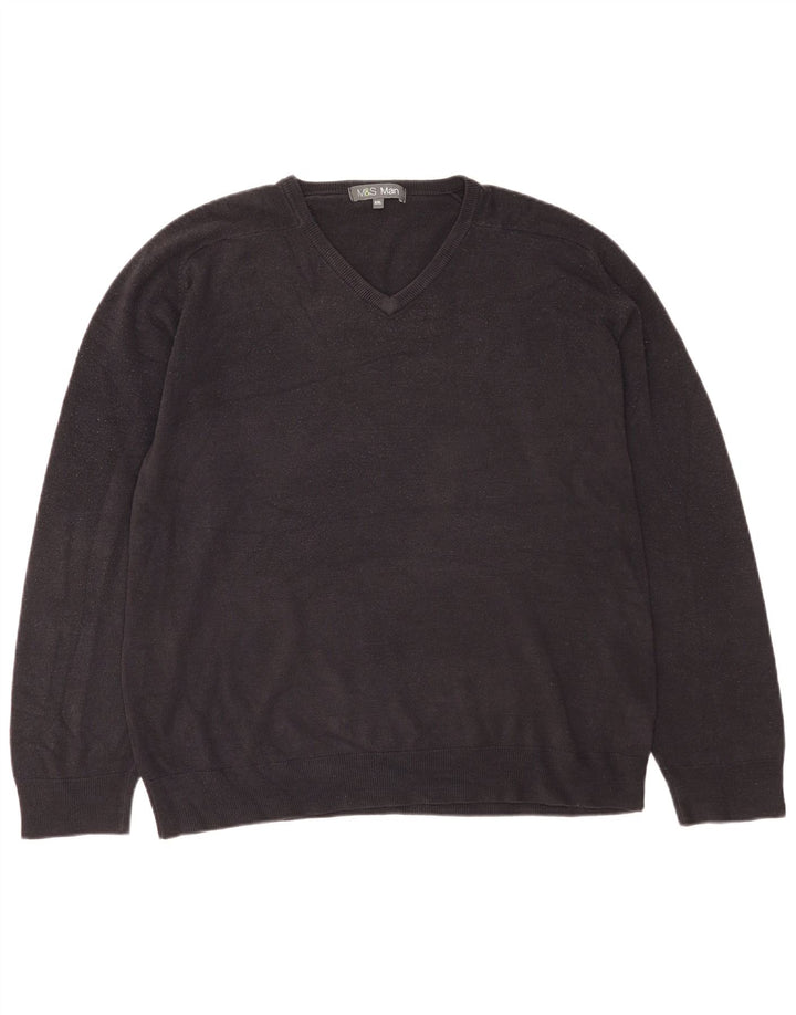 Marks & Spencer Mens V-Neck Jumper Sweater 2XL Navy Blue Acrylic