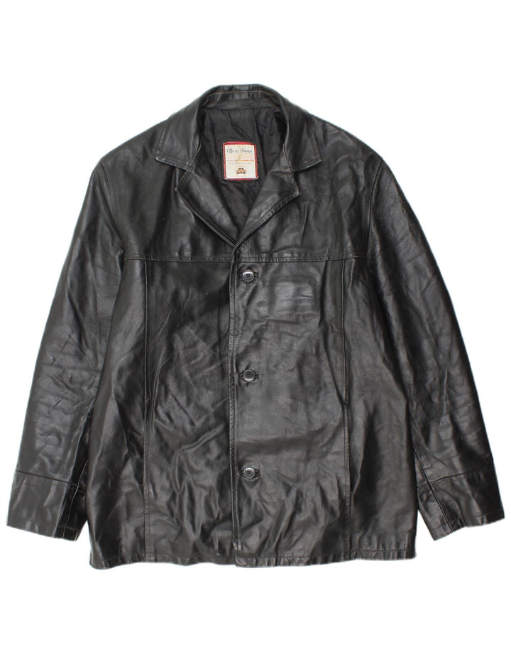 VINTAGE Mens Leather Jacket UK 40 Large Black