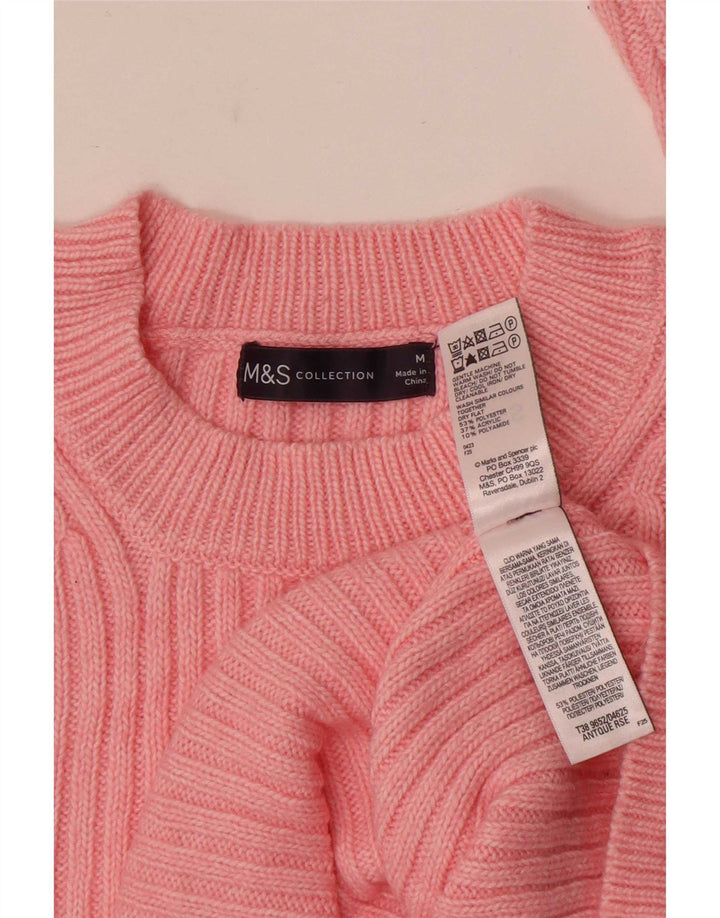 Marks & Spencer Womens Crew Neck Jumper Sweater UK 14 Medium Pink Polyester