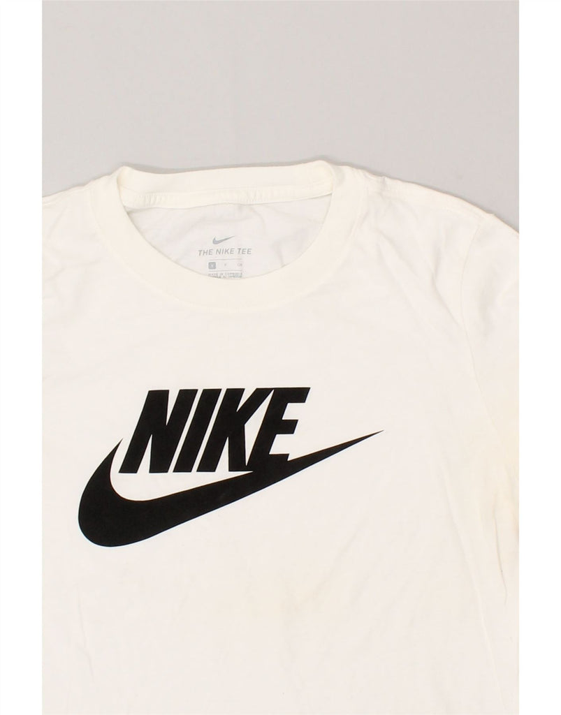 NIKE Mens The Nike Tee Graphic Top Long Sleeve Small White | Vintage Nike | Thrift | Second-Hand Nike | Used Clothing | Messina Hembry 