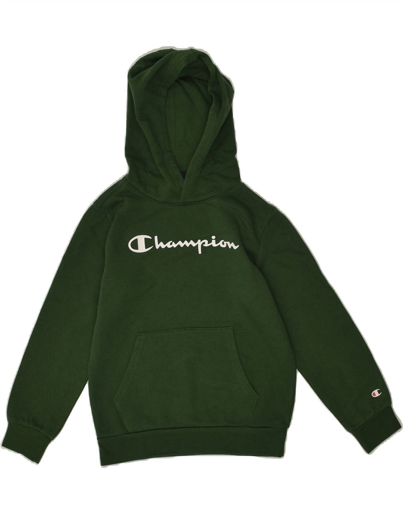 CHAMPION Boys Graphic Hoodie Jumper 9-10 Years Medium  Green | Vintage Champion | Thrift | Second-Hand Champion | Used Clothing | Messina Hembry 