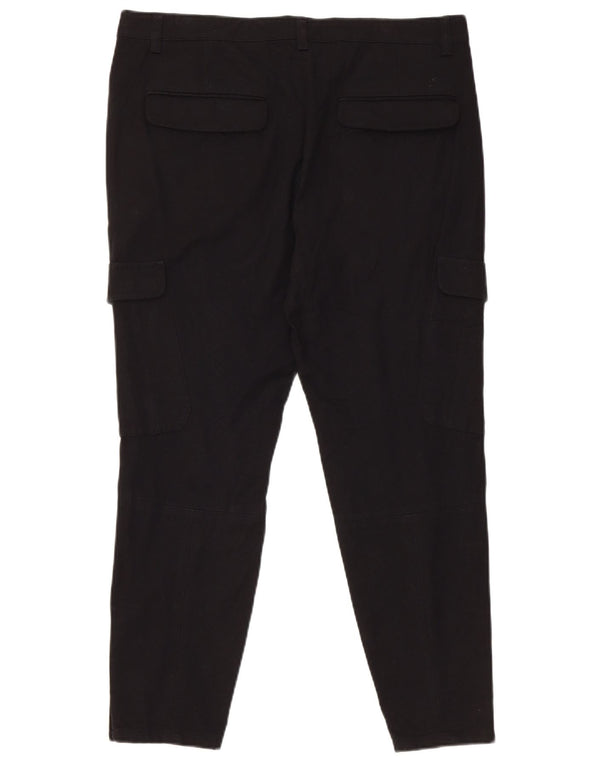 Reiss Womens Tapered Cargo Trousers UK 12 Medium W34 L26 Black Viscose