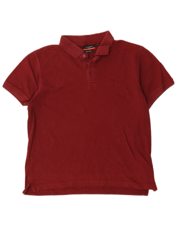 Pierre Cardin Mens Regular Fit Polo Shirt Medium Burgundy Cotton
