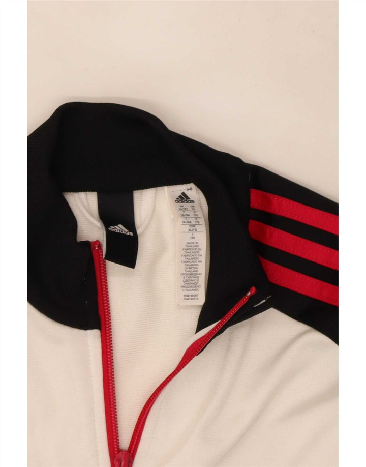 Adidas Girls Tracksuit Top Jacket 14-15 Years White Colourblock Polyester
