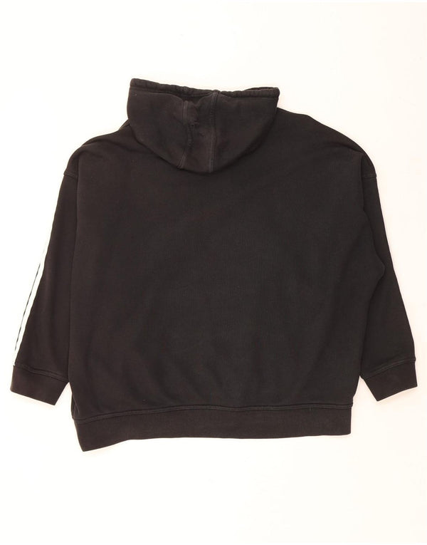 ADIDAS Womens Oversized Hoodie Jumper UK 16 Large Black Cotton