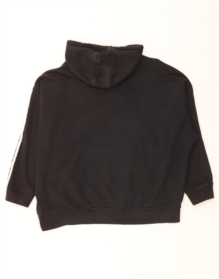 ADIDAS Womens Oversized Hoodie Jumper UK 16 Large Black Cotton