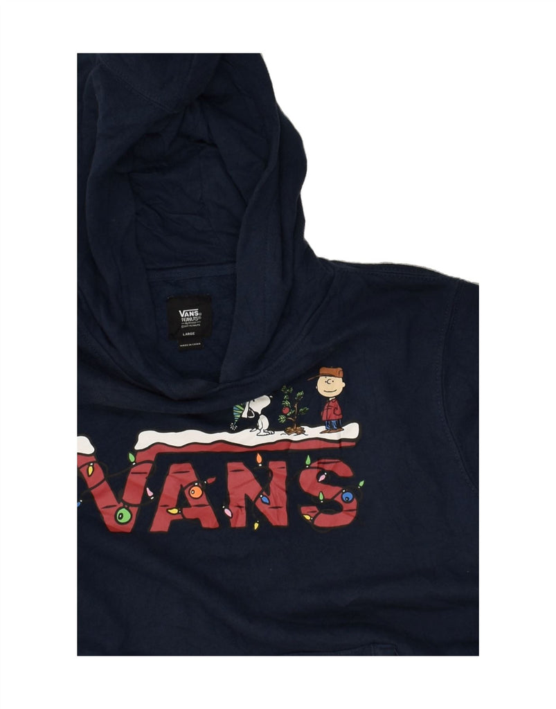 VANS Womens Graphic Hoodie Jumper UK 16 Large Navy Blue Cotton | Vintage Vans | Thrift | Second-Hand Vans | Used Clothing | Messina Hembry 