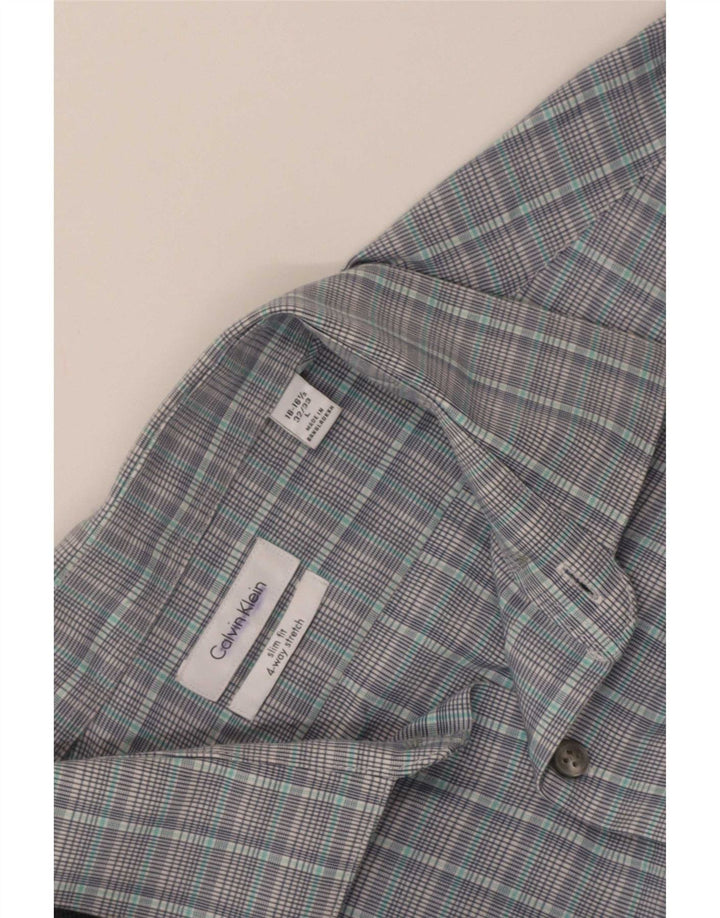 Calvin Klein Mens Slim Fit Shirt Size 16 1/2 Large Grey Check