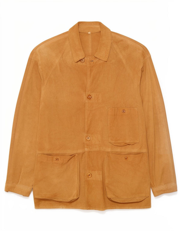 Vintage Mens Suede Jacket IT46 Small Beige