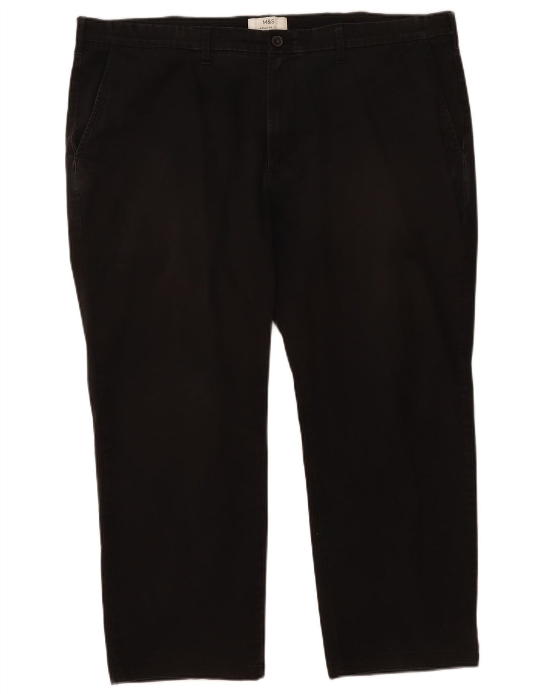 Marks & Spencer Mens Regular Fit Cropped Trousers W44 L25 Black Cotton