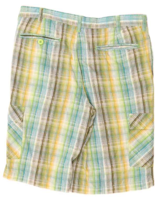 Bear Mens Cargo Shorts W32 Medium Multicoloured Check Cotton